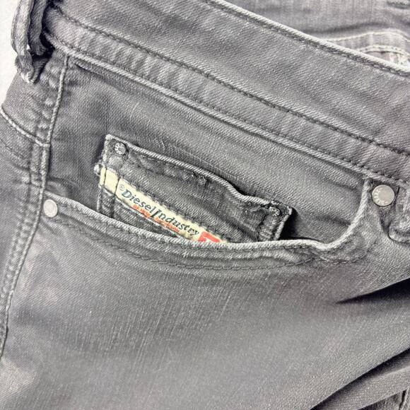 Diesel Thavar Jeans Men's 33x30 Black Stretch Denim Slim-Skinny Grunge Skater - Picture 4 of 14